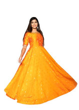 Load image into Gallery viewer, Orange Raw Silk Maxi Dress
