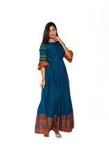Load image into Gallery viewer, Beautiful Cotton & Zari Border Cotton Maxi Dress