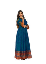 Load image into Gallery viewer, Beautiful Cotton & Zari Border Cotton Maxi Dress