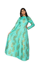 Load image into Gallery viewer, Rich Blue Banarasi Anarkali Cocktail Dress