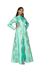 Load image into Gallery viewer, Rich Blue Banarasi Anarkali Cocktail Dress