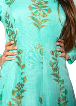 Load image into Gallery viewer, Rich Blue Banarasi Anarkali Cocktail Dress