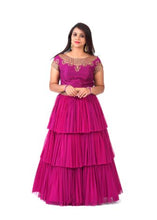 Load image into Gallery viewer, Kundan Maroon Layered Lehenga