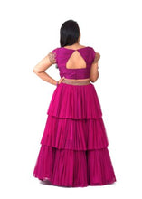 Load image into Gallery viewer, Kundan Maroon Layered Lehenga