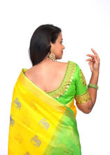 Load image into Gallery viewer, Beautiful Yellow and Green Saree with Kassu Work