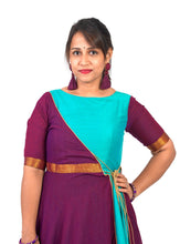 Load image into Gallery viewer, Sea Green & Burgundy Color Jacket Style Long Dress