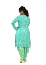 Load image into Gallery viewer, Designer Green Chikankari Kurti with Patiala Pants Traditional Punjabi Style