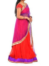 Load image into Gallery viewer, Teens Red & Purple Traditional Lehenga Set