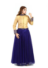 Load image into Gallery viewer, Raw Silk Mirror Work Royal Blue Lehenga