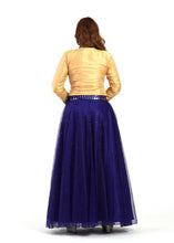 Load image into Gallery viewer, Raw Silk Mirror Work Royal Blue Lehenga
