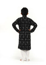Load image into Gallery viewer, Boys Soft Cotton Black & White Kurta Set