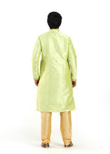 Load image into Gallery viewer, Pista-Green Kurta with Golden Churidar Pajama Traditional Kurta Set