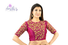 Load image into Gallery viewer, Burgundy Color Heavy Zardozi Work Crop-Top Blouse