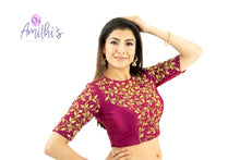 Load image into Gallery viewer, Burgundy Color Heavy Zardozi Work Crop-Top Blouse