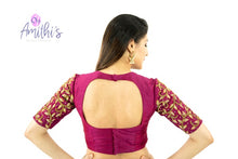 Load image into Gallery viewer, Burgundy Color Heavy Zardozi Work Crop-Top Blouse