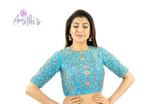 Load image into Gallery viewer, Blue Color Heavy Zardozi & Stone Work Crop-Top Blouse