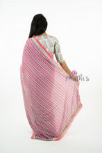 Load image into Gallery viewer, Latest Model Pink & Blue Strips Frill Designer Saree