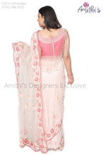 Load image into Gallery viewer, Blush Pink Floral Embroidery Work Saree With Stitched Blouse
