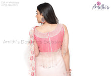 Load image into Gallery viewer, Blush Pink Floral Embroidery Work Saree With Stitched Blouse