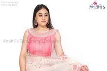 Load image into Gallery viewer, Blush Pink Floral Embroidery Work Saree With Stitched Blouse