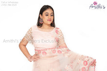 Load image into Gallery viewer, Blush Pink Floral Embroidery Work Saree With Stitched Blouse