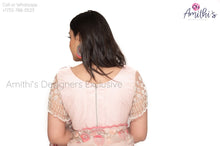 Load image into Gallery viewer, Blush Pink Floral Embroidery Work Saree With Stitched Blouse