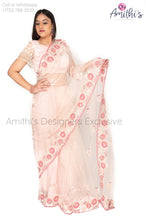 Load image into Gallery viewer, Blush Pink Floral Embroidery Work Saree With Stitched Blouse