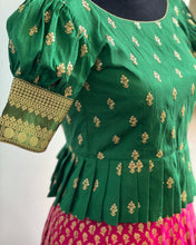 Load image into Gallery viewer, Green and pink color kids traditional Lehanga set