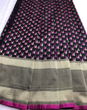Load image into Gallery viewer, Black and Pink Banaras Silk Saree with Stitched Blouse