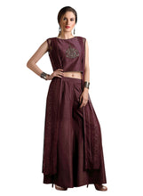 Load image into Gallery viewer, Teens Sky Blue Chikankari Crop Top With Shrug And Silk palazzo