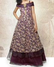 Load image into Gallery viewer, Maroon Floral Embroidery Long Gown for Girls