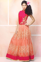 Load image into Gallery viewer, Girls Peach & Pink Net Embroidery Crop Top Set