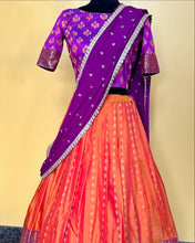 Load image into Gallery viewer, Orange and Purple Combo Soft Silk Lehanga Set
