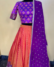 Load image into Gallery viewer, Orange and Purple Combo Soft Silk Lehanga Set
