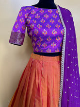 Load image into Gallery viewer, Orange and Purple Combo Soft Silk Lehanga Set
