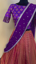 Load and play video in Gallery viewer, Orange and Purple Combo Soft Silk Lehanga Set
