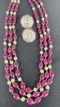 Load and play video in Gallery viewer, 1 Gram Gold Ruby beads Necklace with Earrings set 13
