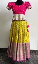 Load image into Gallery viewer, Pink and Lime green color kids traditional Lehanga set
