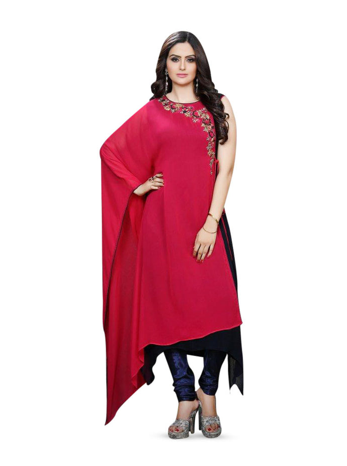 Red & Black Tunic Kurti Georgette for Women Designer Outfit