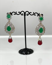 Load image into Gallery viewer, Ruby and Emerald CZ Earrings  1 Gram 05
