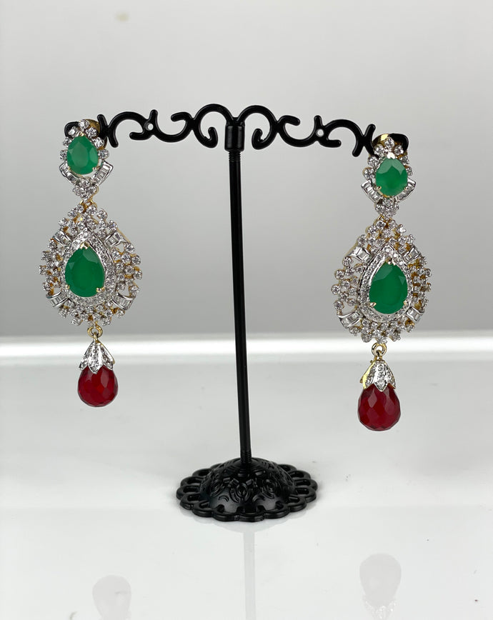 Ruby and Emerald CZ Earrings  1 Gram 05
