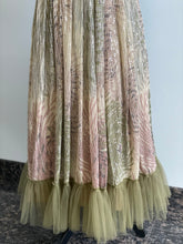 Load image into Gallery viewer, Olive green and Cream color Georgette long dress
