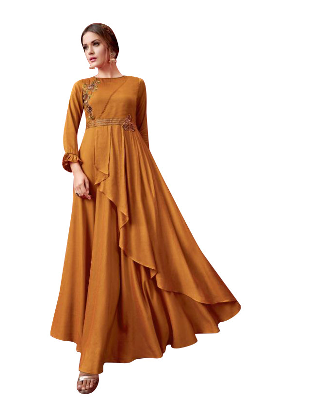 Golden Brown Long Frock Maxi Dress L Golden Brown Long Frock Maxi Dress L