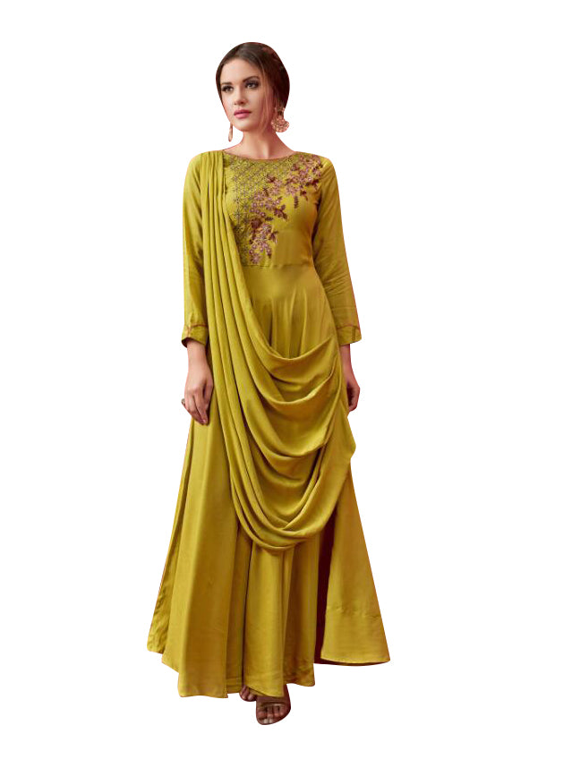 Mustard Yellow Long Maxi Anarkali Dress