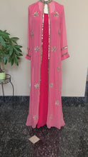 Load and play video in Gallery viewer, Pink &amp; Peach Pure Georgette Work Long Dress
