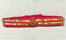 Load image into Gallery viewer, Pink Color Kasu Work Raw Silk Waist Belt
