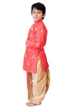 Load image into Gallery viewer, Adorable Pink and Beige Silk Kurta Dhoti Set for Little Boys
