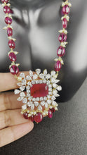 Load and play video in Gallery viewer, 1 Gram Gold Ruby beads Necklace with Earrings set 14
