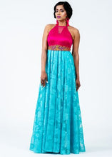 Load image into Gallery viewer, Fuschia Pink Satin &amp; Net Maxi Dress
