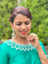 Load image into Gallery viewer, White and green combo shibori Georgette long dress
